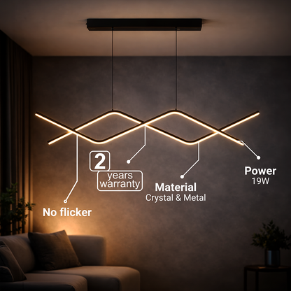 Függesztett LED-es csillár távirányítóval ZIGZAG 27W, hideg/meleg/semleges fény, szabályozható, fekete, állítható magasságú LED-csillárok távirányítóval Alapértelmezett cím Alessandro Design