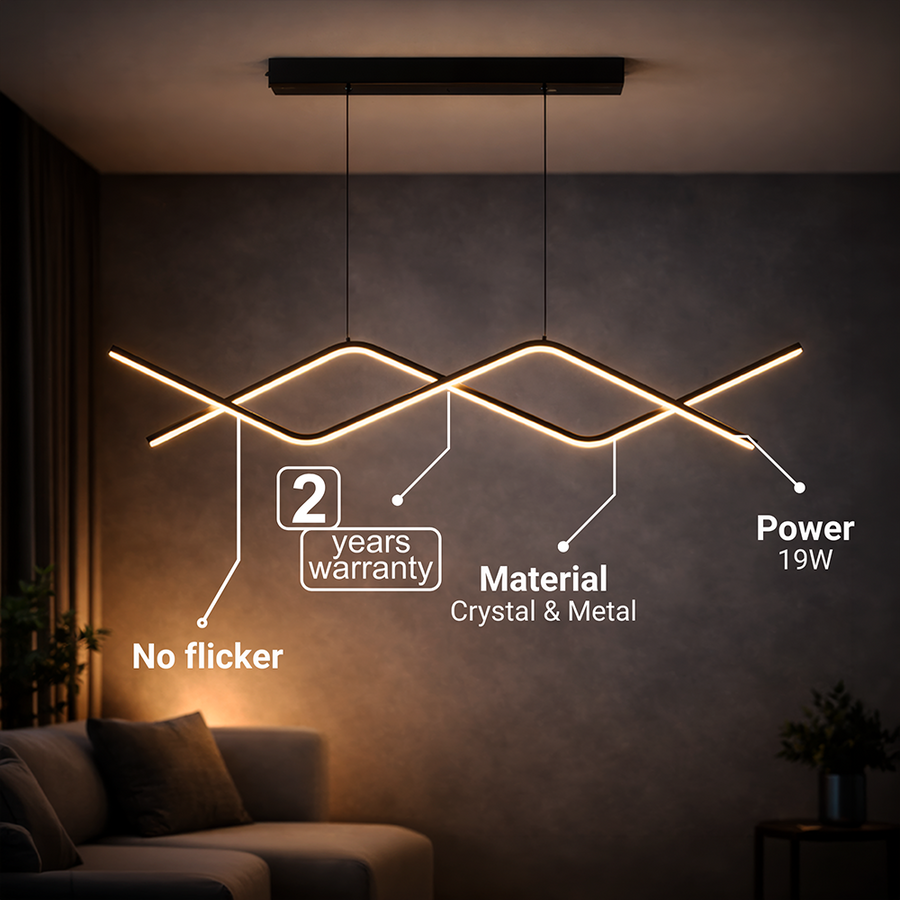 Függesztett LED-es csillár távirányítóval ZIGZAG 27W, hideg/meleg/semleges fény, szabályozható, fekete, állítható magasságú LED-csillárok távirányítóval Alapértelmezett cím Alessandro Design