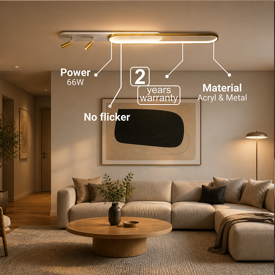 Lustra LED cu Proiector Reglabil FISSO Camilla, 66W, lumina Rece/Calda/Neutra, Auriu Lucios Lustre LED Default Title Alessandro Design