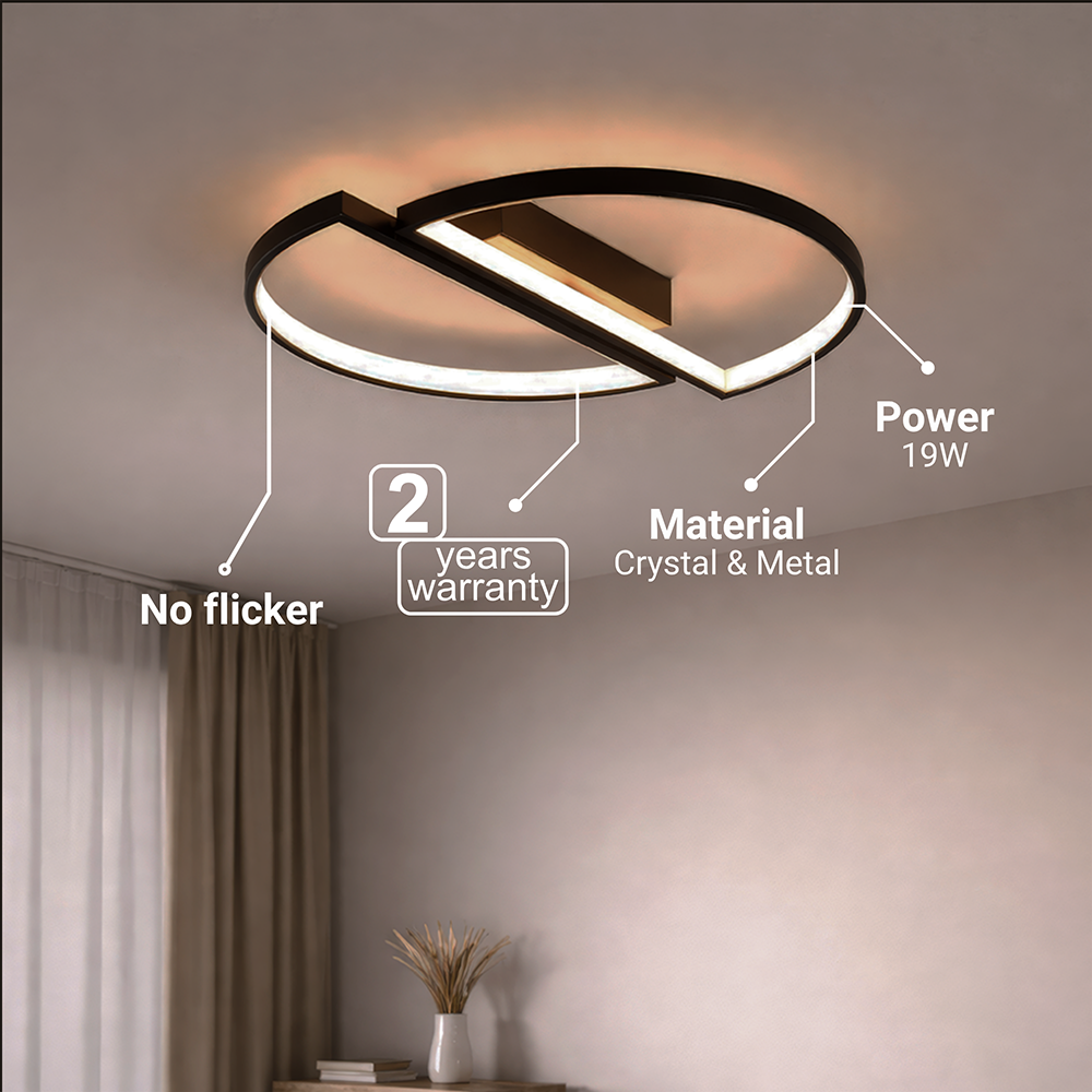 LED-es csillár távirányítóval VECTOR ARCUS 52W, 2 elem, hideg/meleg/semleges fény, szabályozható, fekete LED-es csillárok távirányítóval Alapértelmezett cím Alessandro Design