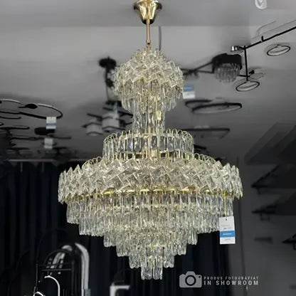 Junnut kandeláber 21xE27, kristály és fém, arany kristály kandeláber, alapértelmezett cím Alessandro Design