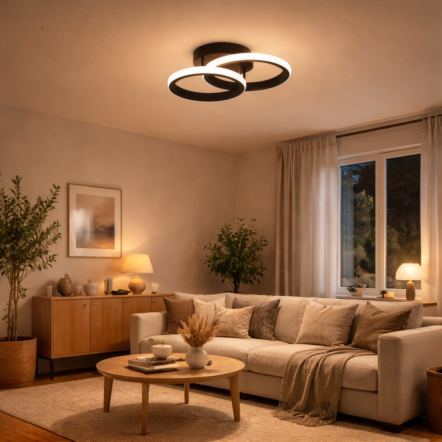 LED csillár VERTEX CIRCULA 21W, 2 kör, fém keretek, hideg/meleg/semleges fény 3000K/4000K/6000K, fekete, fém LED-csillárok alapértelmezett cím Alessandro Design