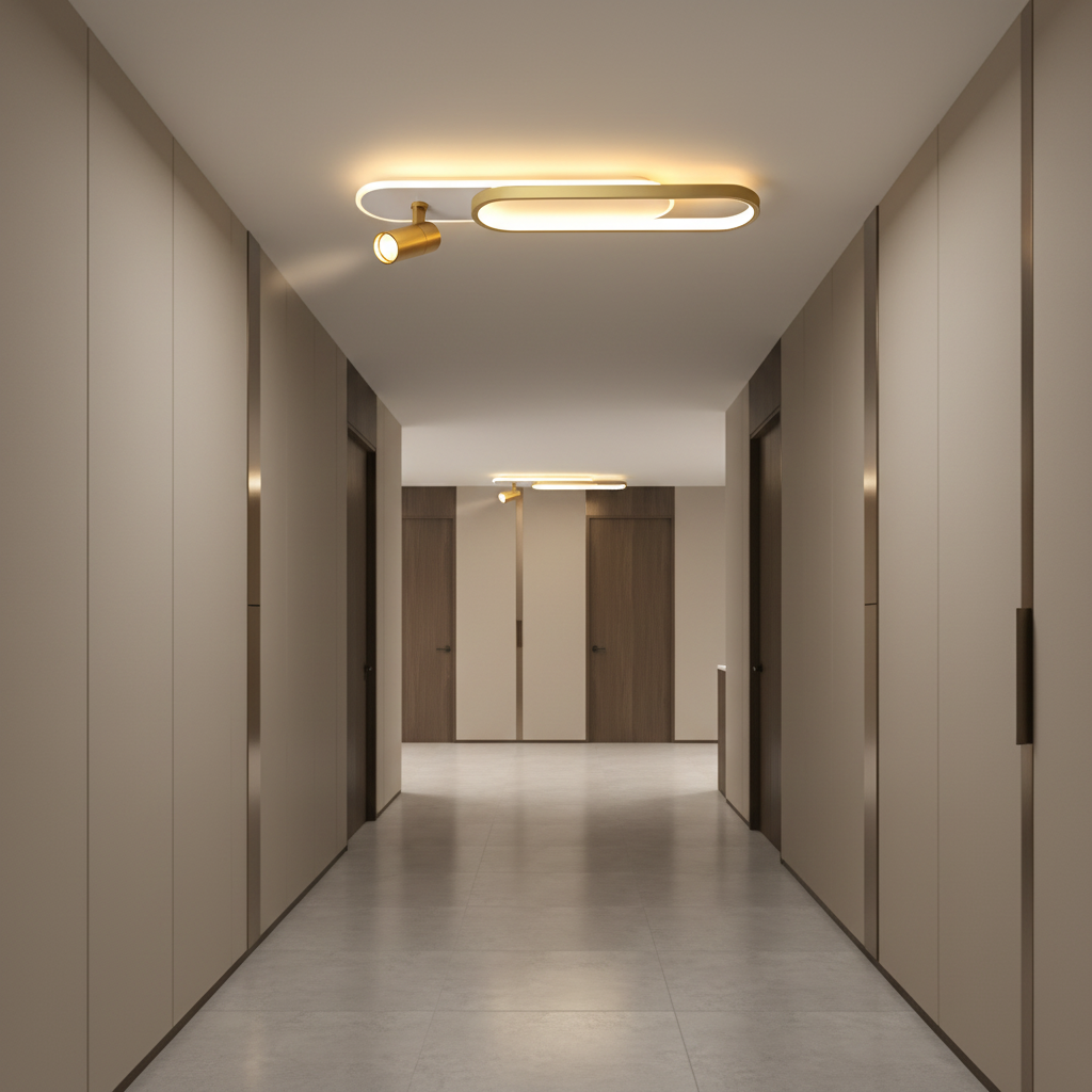 Lustra LED cu Proiector Reglabil FISSO Camilla, 48W, lumina Rece/Calda/Neutra 3000K/4000K/6000K, Auriu Lucios, Metal si Acril Lustre LED Default Title Alessandro Design
