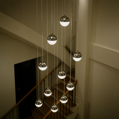 Függesztett LED-csillár távirányítóval JEREMIAS 132W, 10 elem, hideg/meleg/semleges fény, szabályozható, ezüst Modern csillárok Alapértelmezett cím Alessandro Design