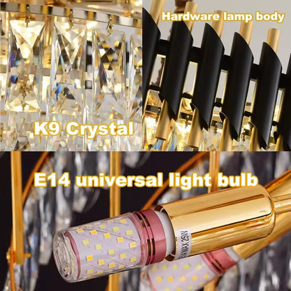 Kristály csillár VERSAILLES Eleganza 8x E14, 48 cm, fényes arany és fekete, állítható magasságú kristálycsillárok alapértelmezett cím Alessandro Design