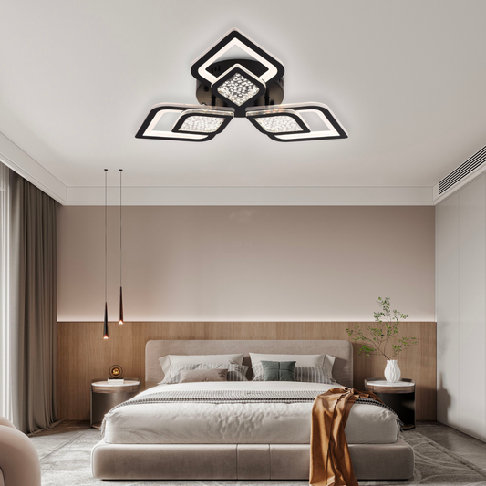 Lustra LED cu telecomanda Lorenzo, 67W, 3 Petale, lumina Rece/Calda/Neutra, Dimabila, Negru Lustre LED cu Telecomanda Default Title Alessandro Design