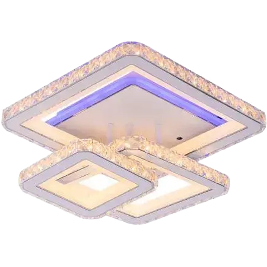 LED csillár távirányítóval és kristály LEILA 87W, 3 négyzet, hideg/meleg/semleges fény, szabályozható, fehér LED-es csillár távirányítóval Alapértelmezett cím Alessandro Design