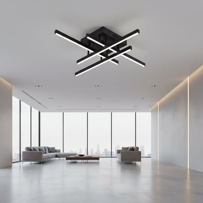 LED csillár távirányítóval LINEX, 52 W, 4 elem, lineáris, hideg/meleg/semleges fény, szabályozható, fekete LED csillárok távirányítóval Alapértelmezett cím Alessandro Design