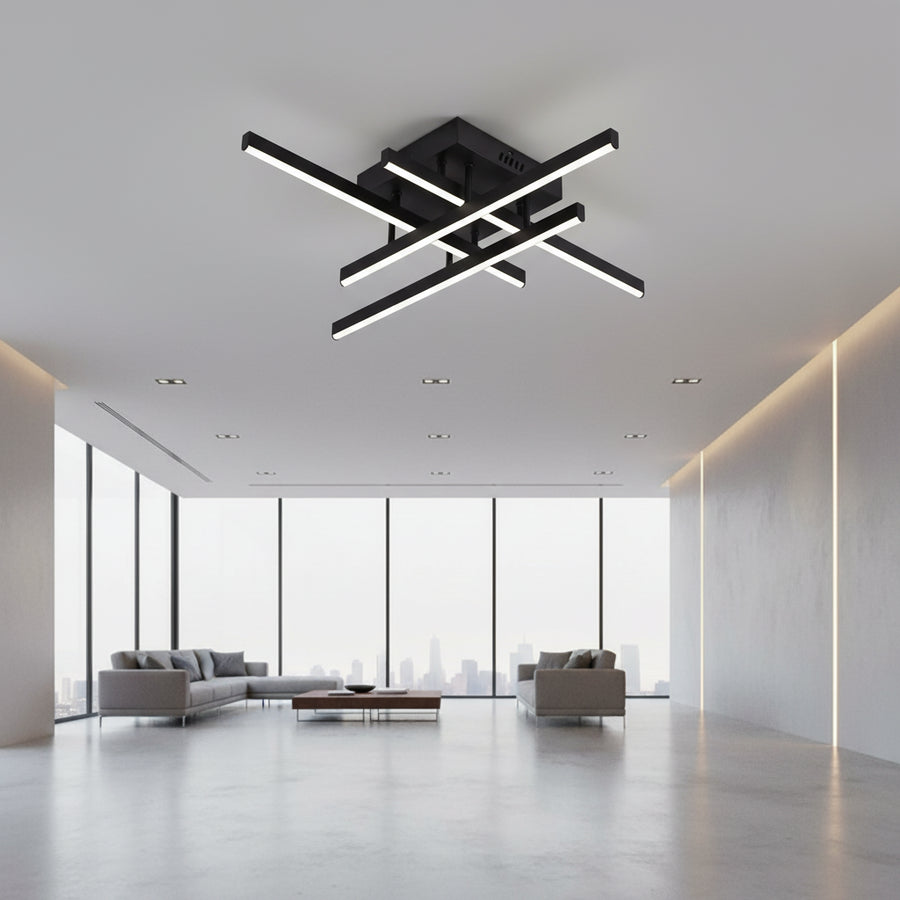 LED csillár távirányítóval LINEX, 52 W, 4 elem, lineáris, hideg/meleg/semleges fény, szabályozható, fekete LED csillárok távirányítóval Alapértelmezett cím Alessandro Design