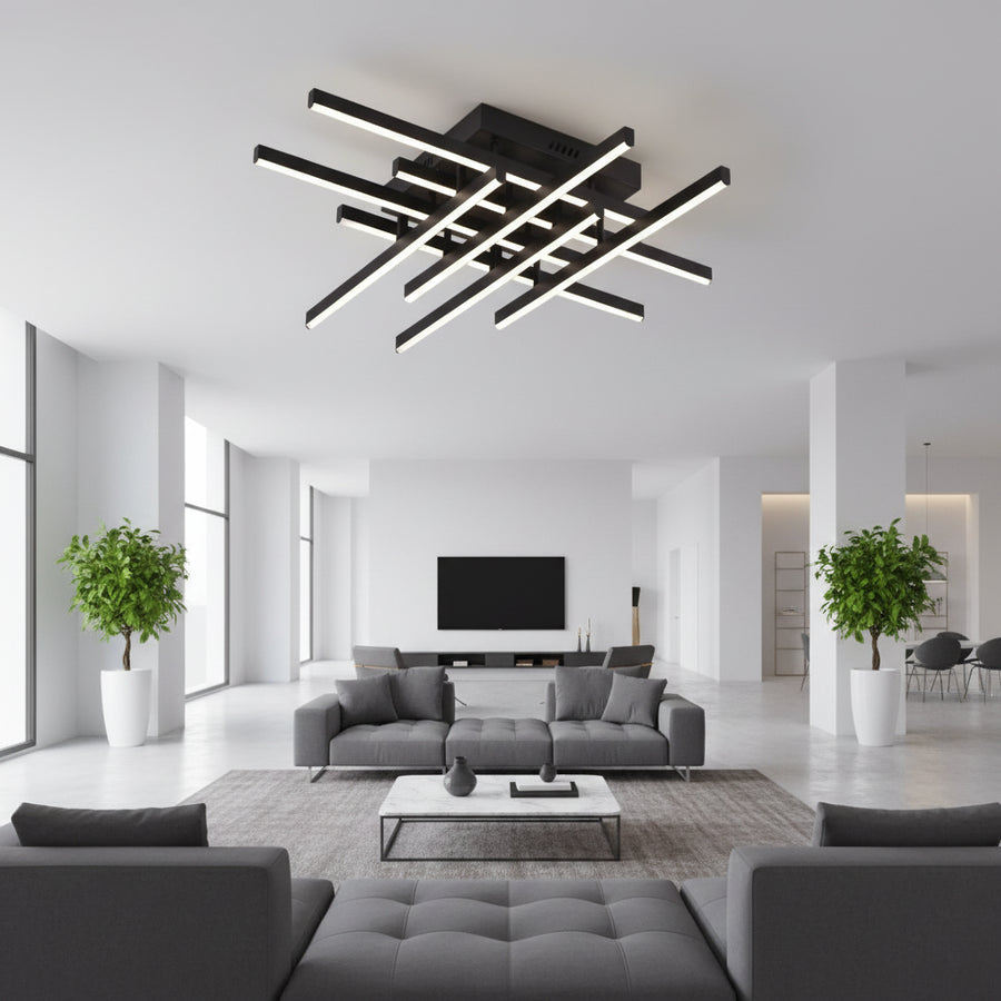 LED csillár távirányítóval LINEX, 108 W, 8 elem, hideg/meleg/semleges fény, szabályozható, fekete LED csillárok távirányítóval Alapértelmezett cím Alessandro Design