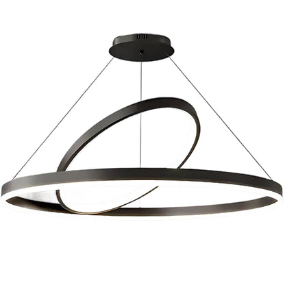 LED felfüggesztett csillár PAGANO 47W, 3000K, 2 kör, fekete, állítható magasságú Modern csillárok Alapértelmezett cím Alessandro Design
