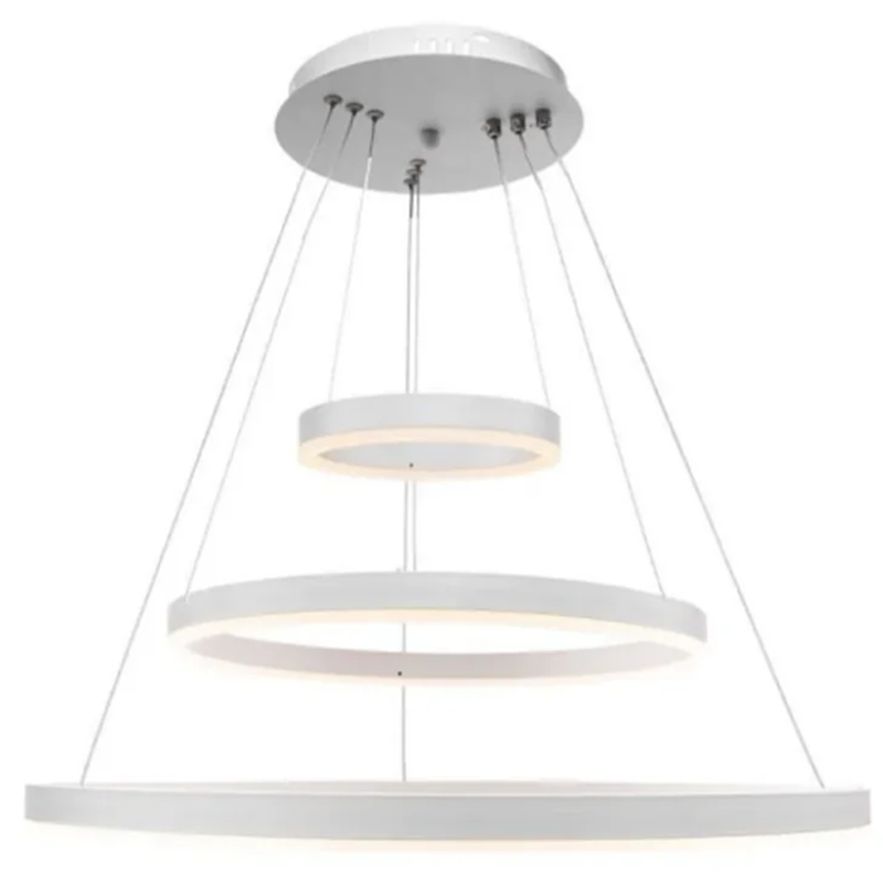 Függesztett LED-csillár távirányítóval SERENA 85W, 60cm, 3 kör, hideg/meleg/semleges fény, szabályozható, fehér, állítható magasságú LED-csillár távirányítóval Alapértelmezett cím Alessandro Design