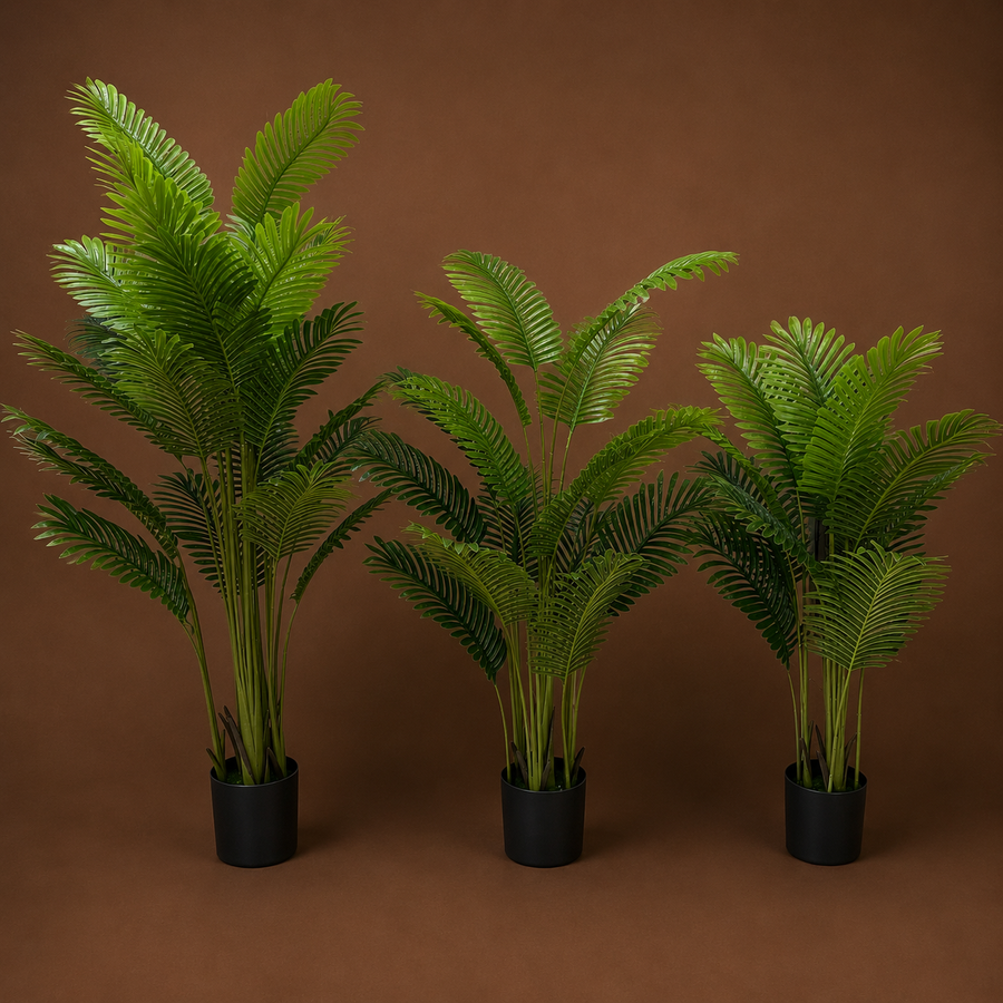 Plantă Artificială Tip Palmier Areca, 12 frunze, 120 cm, Verde