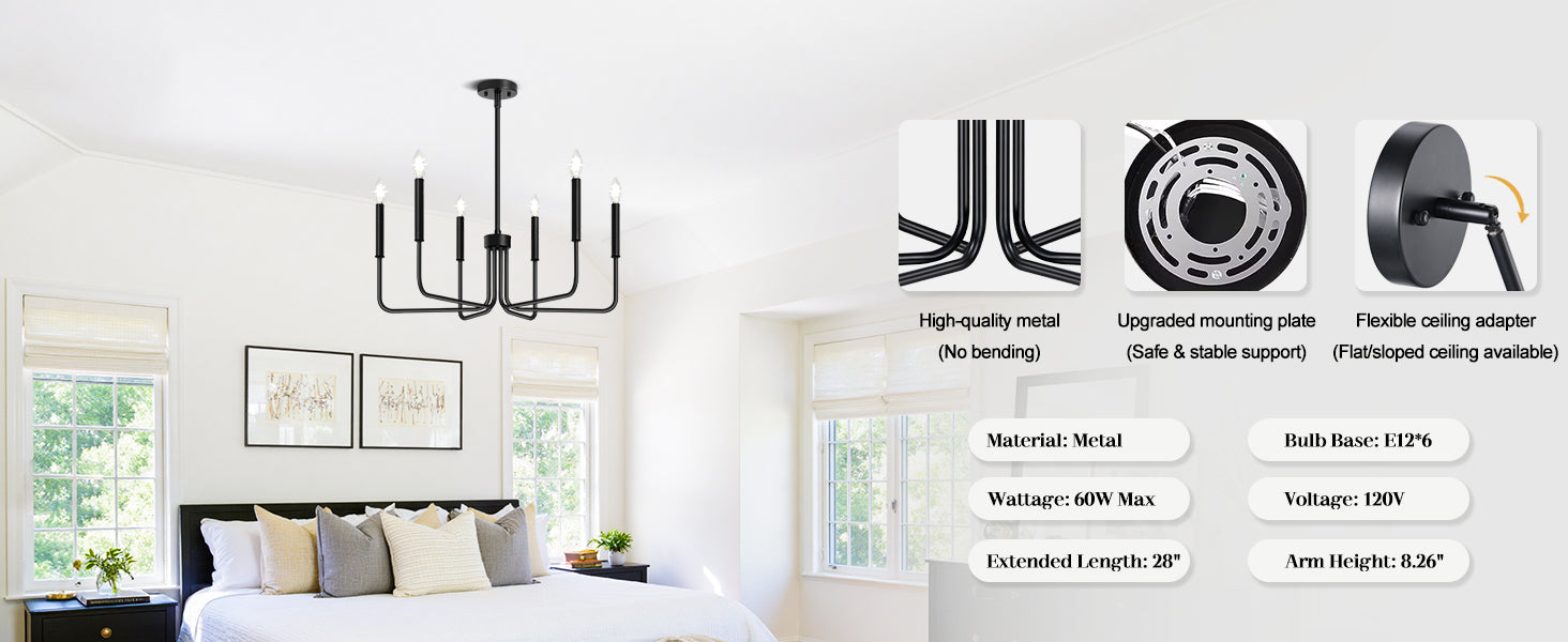 Lustra Metalic AVANT, tip Pendul cu brate, D63 cm Rotunda, 6xE14, Negru Lustre Industrial Default Title Alessandro Design