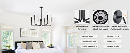 Lustra Metalic AVANT, tip Pendul cu brate, D63 cm Rotunda, 6xE14, Negru Lustre Industrial Default Title Alessandro Design