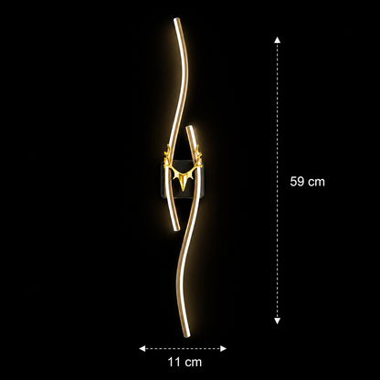 Aplica LED Decorativa FYAN, 48W, 59x14cm, Lumina Calda / Neutra/ Rece, Auriu, Metal si Acril