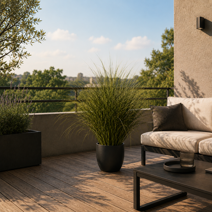 Planta Artificială Iarbă Ornamentală, 75 cm, cu Frunze Vărgate, Verde, Fara Ghiveci