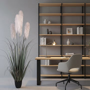 Planta Artificială Iarbă Ornamentală, 240cm, cu 5 fire, Stuf si Iarba, Verde si Gri, Fara Ghiveci