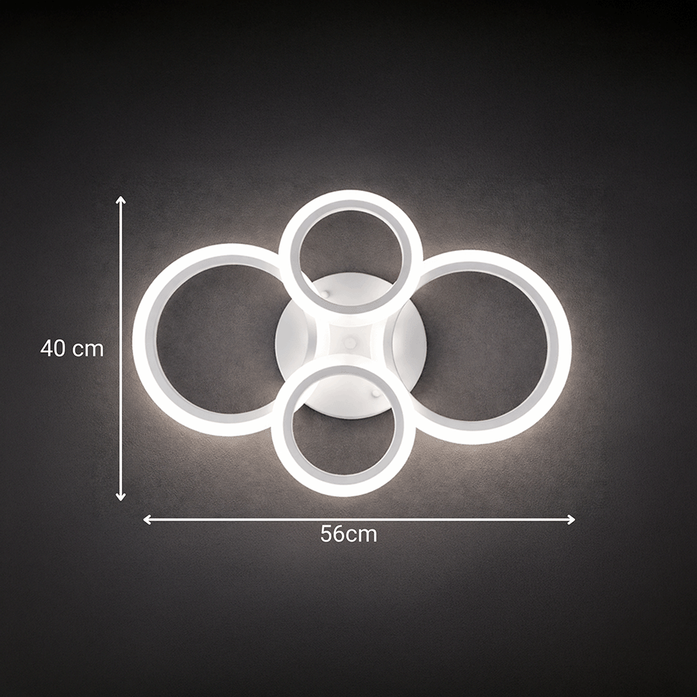 LED-es csillár távirányítóval BETTY 43W, 4 kör, hideg/meleg/semleges fény, szabályozható, fehér LED-es csillár távirányítóval Alapértelmezett cím Alessandro Design