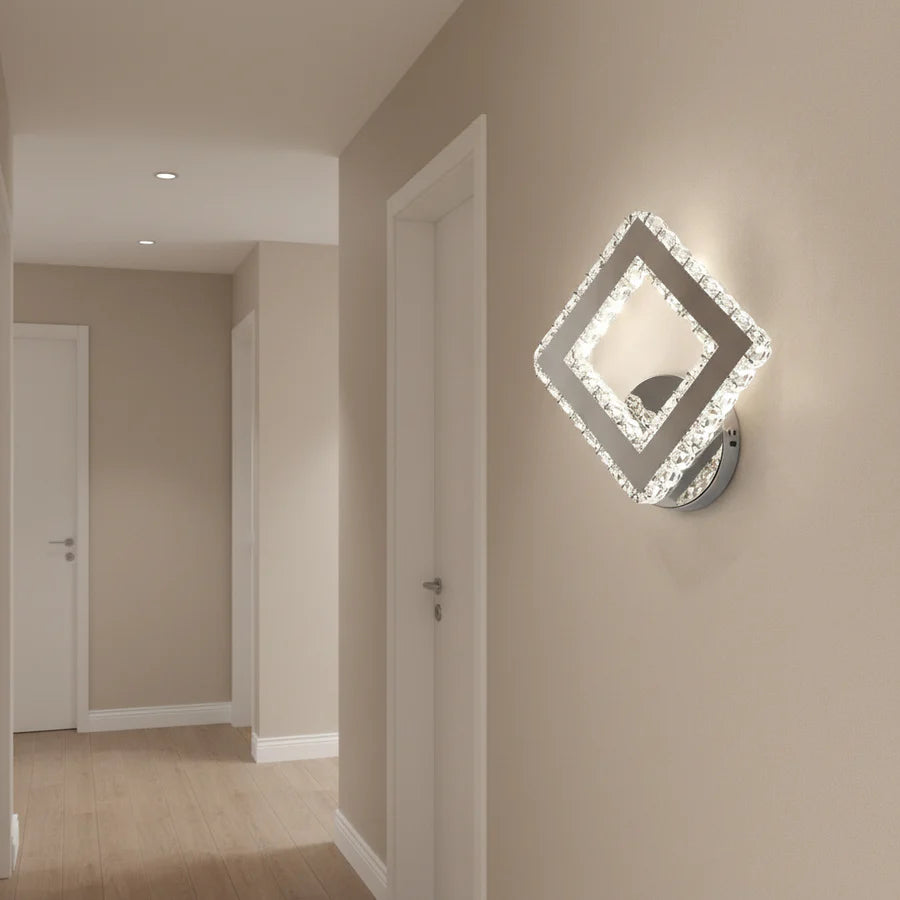 Aplica LED AP2881 cu Cristale, Patrat, 23.4W, Lumina Rece/Calda/Neutra, Crom Lucios Aplice de Interior Default Title Alessandro Design