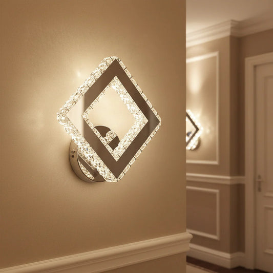 Aplica LED AP2881 cu Cristale, Patrat, 23.4W, Lumina Rece/Calda/Neutra, Crom Lucios Aplice de Interior Default Title Alessandro Design