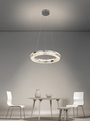 Candelabru LED cu Telecomanda, 60W, POLAR, Diametru 50 cm, Inaltime 120 cm, Lumina Rece/Neutra/Calda, Dimabila, Argintiu, Cristal, Metal Lustre LED cu Telecomanda Default Title Alessandro Design