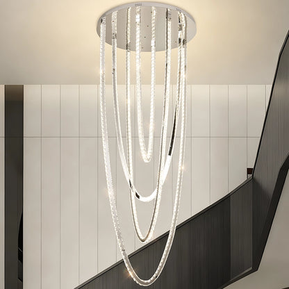 Candelabru LED cu Telecomanda, VEIL, Diametru 80 cm, Inaltime 200 cm, Lumina Rece/Neutra/Calda, Dimabila, Argintiu, Cristal, Metal Lustre LED cu Telecomanda Default Title Alessandro Design