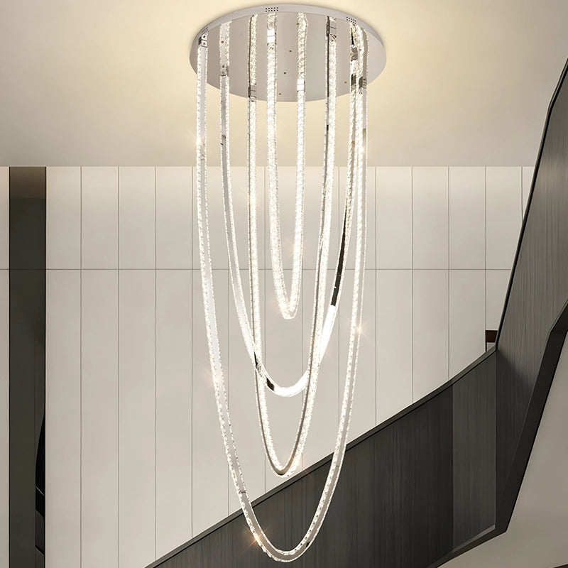 Candelabru LED cu Telecomanda, VEIL, Diametru 80 cm, Inaltime 200 cm, Lumina Rece/Neutra/Calda, Dimabila, Argintiu, Cristal, Metal Lustre LED cu Telecomanda Default Title Alessandro Design