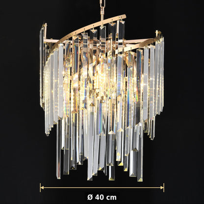 Candelabru Cristal TWEEZE Nobile, 6xE14, D40 cm, Auriu, Metal si Cristal