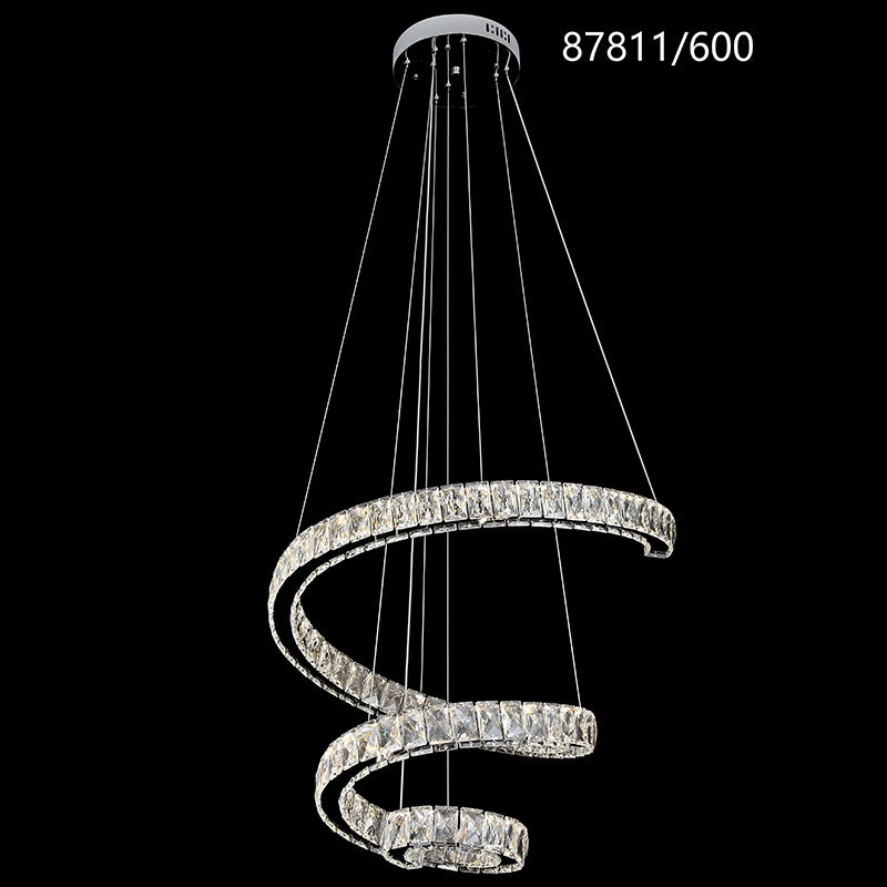 Candelabru LED cu Telecomanda, TWIST, 108W, Diametru 60 cm, Inaltime 120 cm, Lumina Rece/Neutra/Calda, Dimabila, Crom, Cristal, Otel Lustre LED cu Telecomanda Default Title Alessandro Design