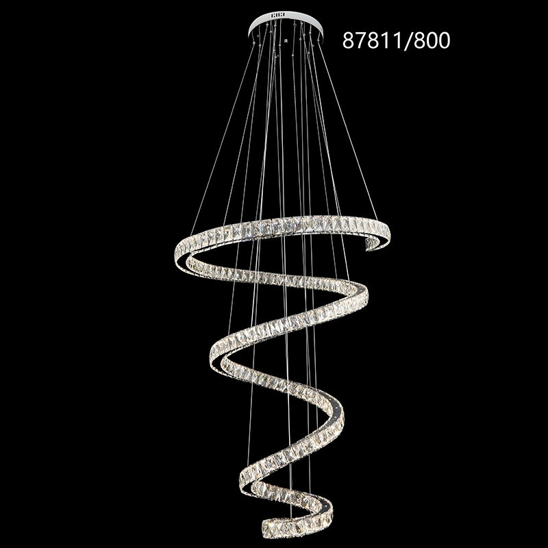 Candelabru LED cu Telecomanda TWIST, 272W, Diametru 80 cm, Inaltime 150 cm, Lumina Rece/Neutra/Calda, Dimabila, Crom, Cristal, Otel Lustre LED cu Telecomanda Default Title Alessandro Design