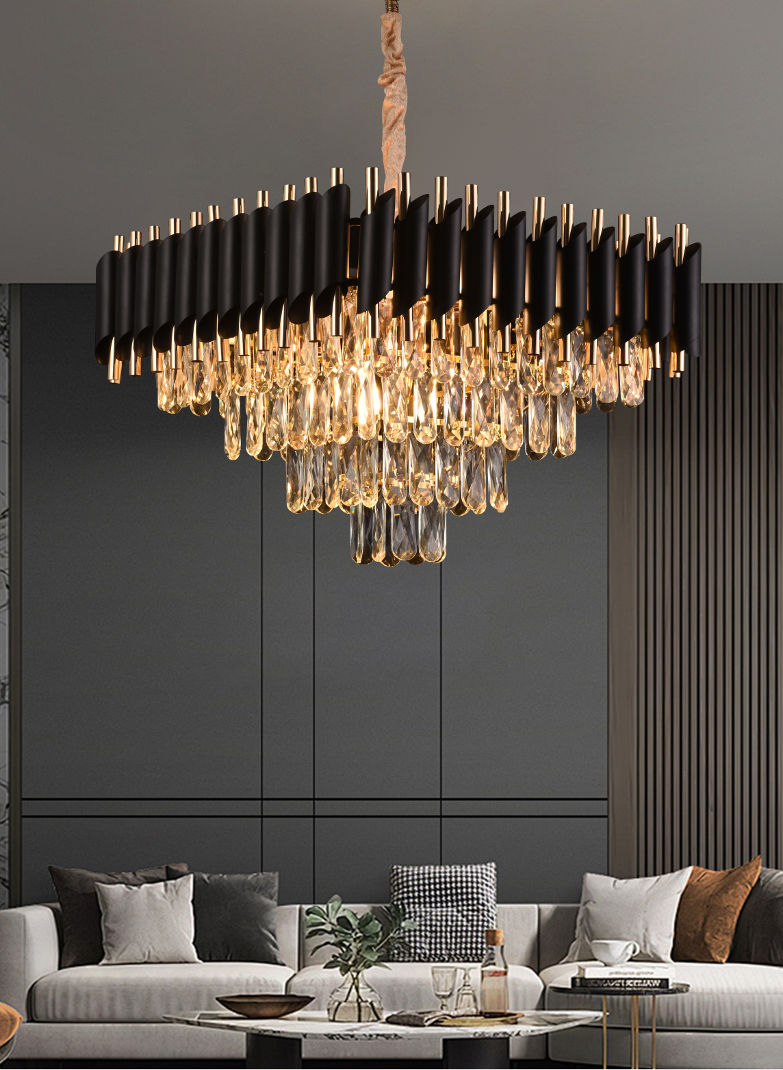 Candelabru Cristal VERSAILLES Nobile 5xE14, Diametru 38cm, Inaltime 35 cm Reglabila, Auriu, Negru, Metal, Cristal Candelabre Cristal Default Title Alessandro Design