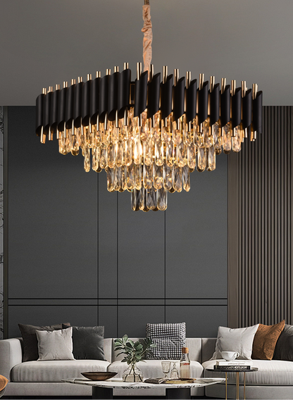 Candelabru Cristal VERSAILLES Nobile 5xE14, Diametru 38cm, Inaltime 35 cm Reglabila, Auriu, Negru, Metal, Cristal Candelabre Cristal Default Title Alessandro Design