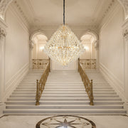 Candelabru Cristal KONIG Grande Supremo, 54xE14, D150 cm, Auriu, Inaltime Reglabila, Metal si Cristal