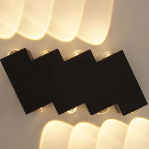 Kültéri és beltéri LED fali lámpa, 4 forrás x 1W, IP65, ABS, fekete, 3000K
