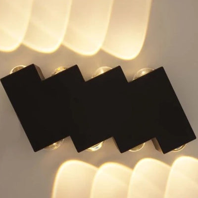 Kültéri és beltéri LED fali lámpa, 4 forrás x 1W, IP65, ABS, fekete, 3000K