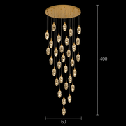 Függesztett kristály LED csillár, Justinian, átmérő 60 cm, állítható magasság, arany, fém és kristály