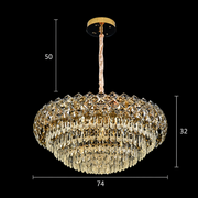 Candelabru Cristal BANO Regalis, 108W, 9xE14,  Inaltime Reglabila, Metal si Cristal, Auriu