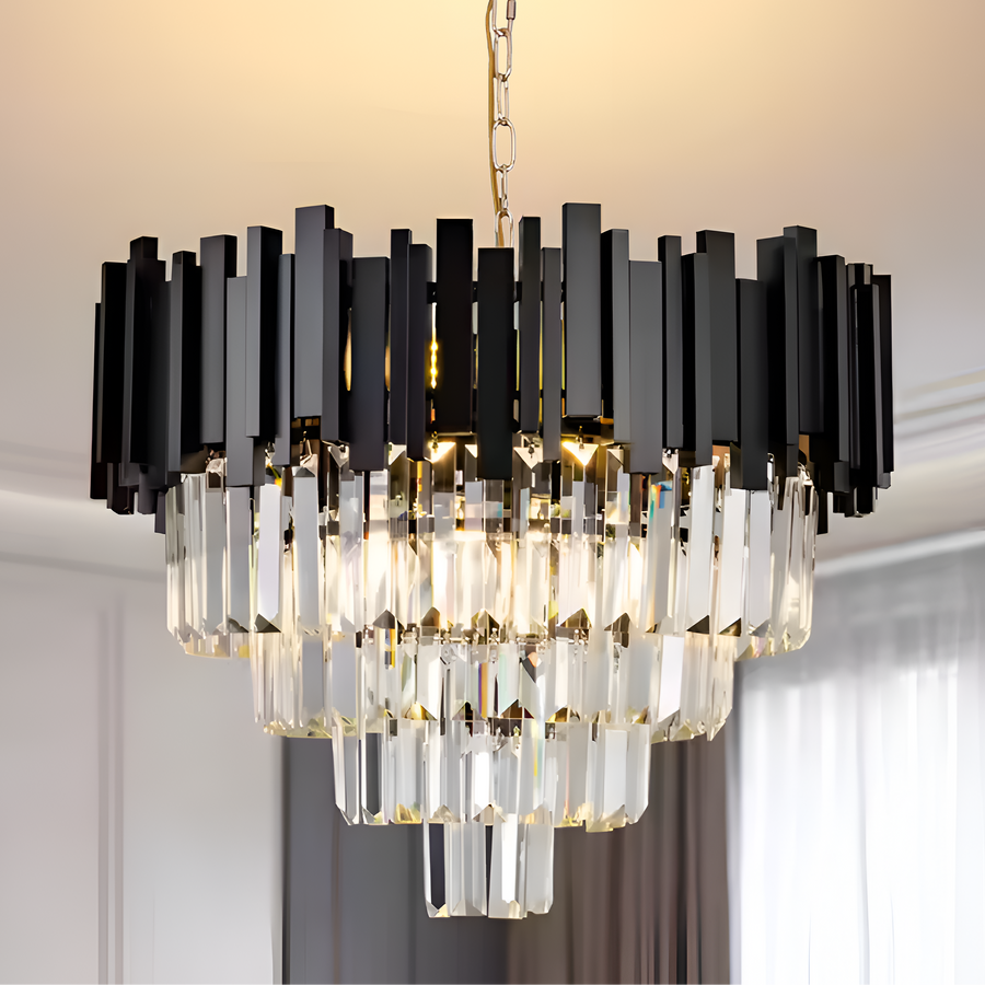 Kristály csillár BLOIS Eleganza 8xE14, átmérő 50 cm, fekete, állítható magasságú kristálycsillárok alapértelmezett cím Alessandro Design