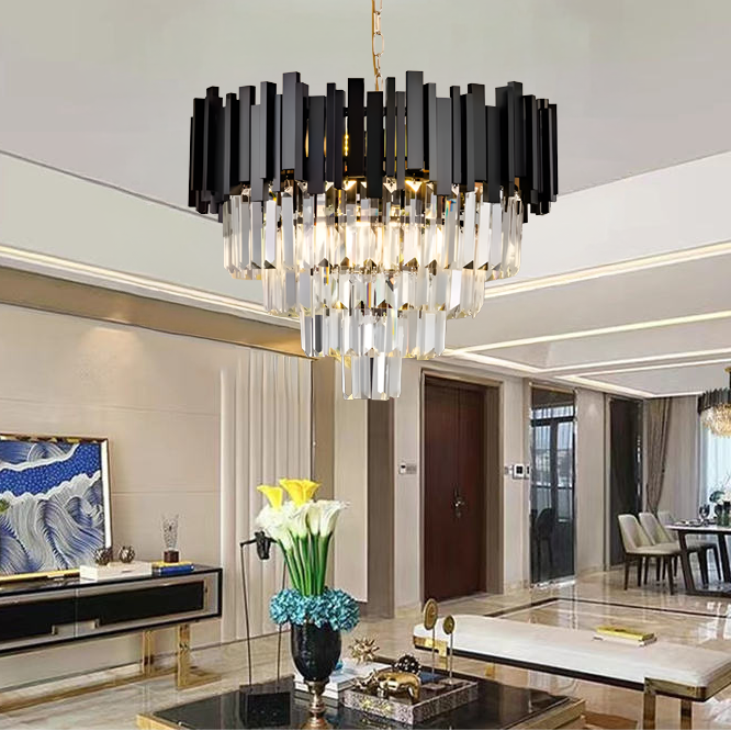 Kristály csillár BLOIS Eleganza 8xE14, átmérő 50 cm, fekete, állítható magasságú kristálycsillárok alapértelmezett cím Alessandro Design
