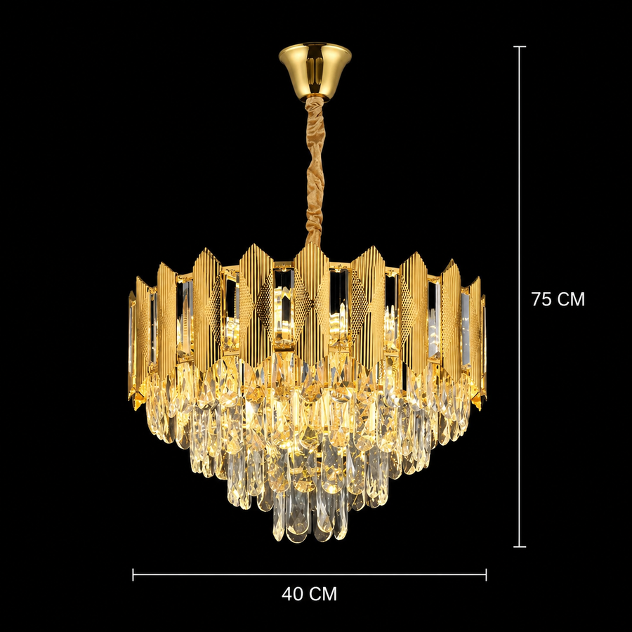 BUCKINGHAM Nobile kristálycsillár 5xE14, átmérő 40 cm, fényes arany, állítható magasság