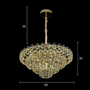 Candelabru Cristal HERT Magno, 70W, 6xE14,  Inaltime Reglabila, Metal si Cristal, Auriu