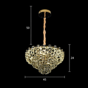 Candelabru Cristal HERT Nobile, 24W, 4xE14,  Inaltime Reglabila, Metal si Cristal, Auriu