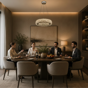 Candelabru Cristal KALTO Eleganza, 106W, Inaltime Reglabila, Metal si Cristal, Crom Lucios