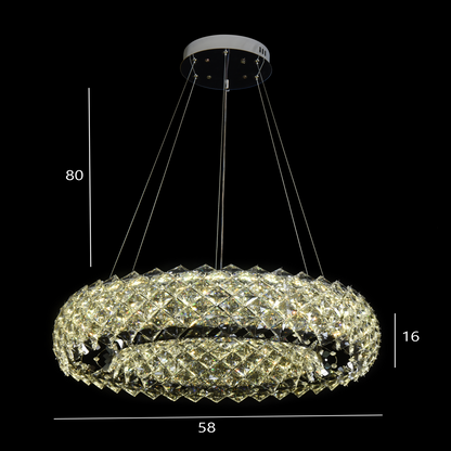 Candelabru Cristal KALTO Eleganza, 106W, Inaltime Reglabila, Metal si Cristal, Crom Lucios