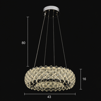 Candelabru Cristal KALTO Nobile, 72W, Inaltime Reglabila, Metal si Cristal, Crom Lucios