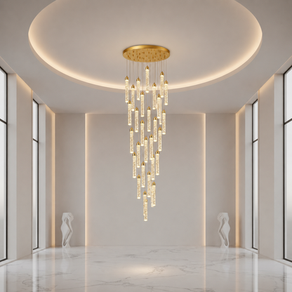 Függesztett kristály LED csillár, Justinian, átmérő 60 cm, állítható magasság, arany, fém és kristály