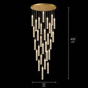 Függesztett kristály LED csillár, Justinian, átmérő 60 cm, állítható magasság, arany, fém és kristály