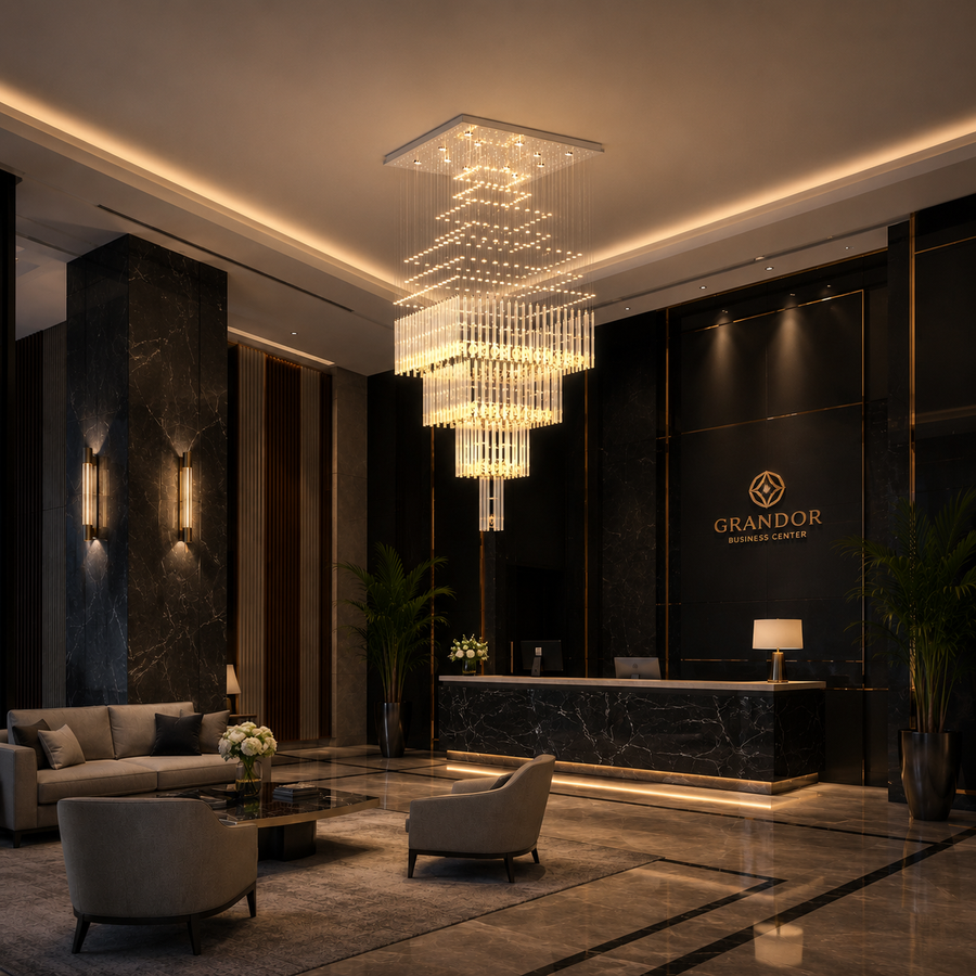 LED kristálycsillár 80W FLORENTIA Gold, átmérő 50cm, magasság 200cm, létramodell