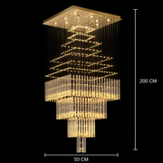 LED kristálycsillár 80W FLORENTIA Gold, átmérő 50cm, magasság 200cm, létramodell